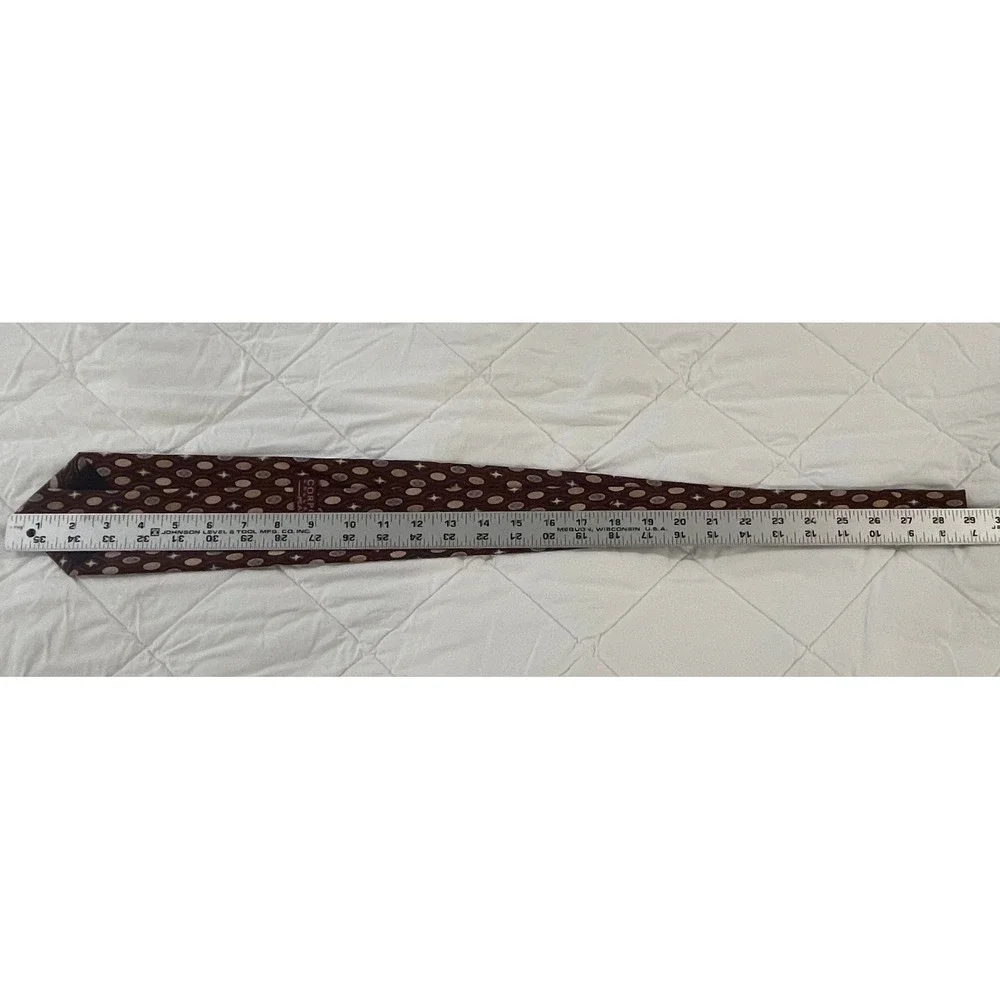 00244-JosA Bank Corporate Collection Silk Tie Burgundy Tan Blue Geometric w/ Box